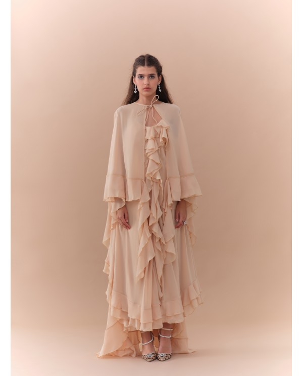 Beige ruffles chiffon